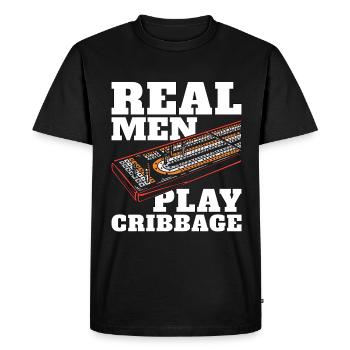 Cribbage Real Men Play Cribbage Loves Board Game - Men's Premium Organic T-Shirt - black - Front - Nico (187cm)