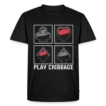 Play Cribbage Playing Cards Loves Crib Board Game - Men's Premium Organic T-Shirt - black - Front - Nico (187cm)