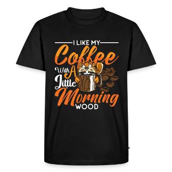 Beaver Dam J’aime mon café avec un peu de rongeurs - T-shirt Premium bio Homme - noir - Devant - Nico (187cm)