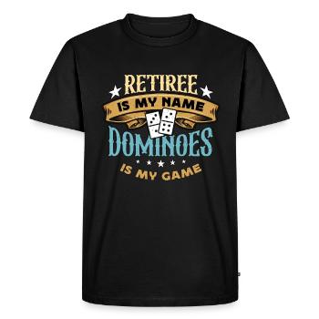 Dominoes Retiree Is My Name Dominoes Board Game - Men's Premium Organic T-Shirt - black - Front - Nico (187cm)
