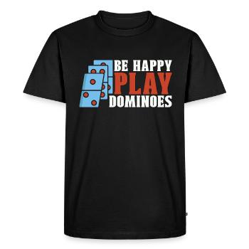 Dominoes Be Happy Play Dominoes Loves Board Game - Men's Premium Organic T-Shirt - black - Front - Nico (187cm)