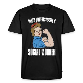 Les services sociaux ne sous-estiment jamais un socialiste - T-shirt Premium bio Homme - noir - Devant - Nico (187cm)