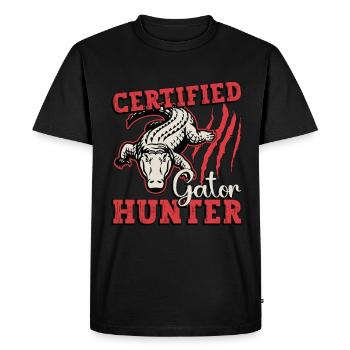 Chasse aux alligators Chasse aux alligators certifiée - T-shirt Premium bio Homme - noir - Devant - Nico (187cm)