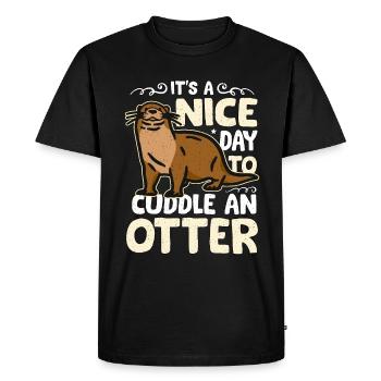 Loutre C’est une belle journée pour câliner un animal de loutre - T-shirt Premium bio Homme - noir - Devant - Nico (187cm)