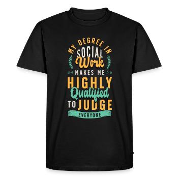 Service social Mon diplôme en travail social fait aide - T-shirt Premium bio Homme - noir - Devant - Nico (187cm)