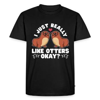 Loutre J’aime vraiment les loutres Ok amoureux des animaux - T-shirt Premium bio Homme - noir - Devant - Nico (187cm)