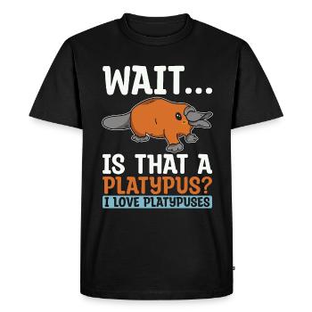 Platypus Wait est qu’un ornithorynque semi-aquatique - T-shirt Premium bio Homme - noir - Devant - Nico (187cm)