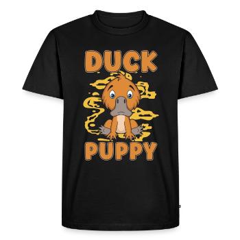 Ornithorynque Canard Chiot Semi-aquatique vivant Fossile - T-shirt Premium bio Homme - noir - Devant - Nico (187cm)