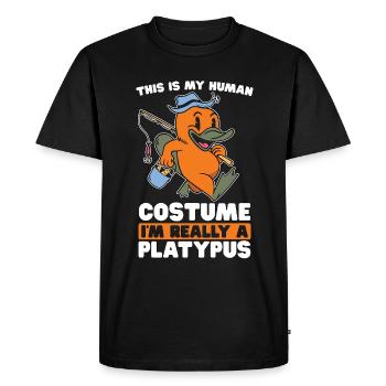 Ornithorynque C’est mon costume humain Je suis semi-aquatique - T-shirt Premium bio Homme - noir - Devant - Nico (187cm)