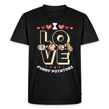 Cochon d’Inde J’aime les pommes de terre à fourrure Cavy Pet Animals - T-shirt Premium bio Homme - noir - Devant - Nico (187cm)