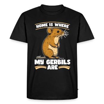 Gerbil Home est l’endroit où mes gerbilles font la course Rat - T-shirt Premium bio Homme - noir - Devant - Nico (187cm)