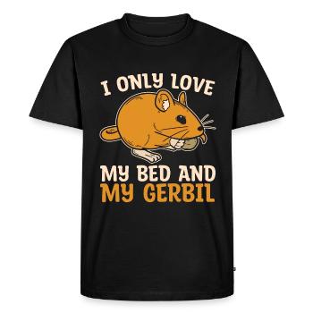 Gerbille Je n’aime que mon lit et mon rat de course de gerbille - T-shirt Premium bio Homme - noir - Devant - Nico (187cm)