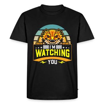 Dragon barbu Je te regarde Lézard herpétologique - T-shirt Premium bio Homme - noir - Devant - Nico (187cm)
