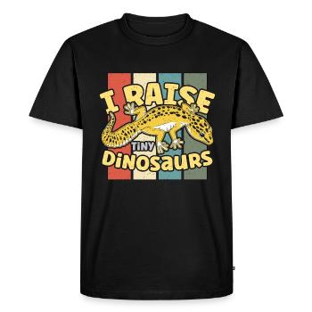 Leopard Gecko I Raise Tiny Dinosaurs Retro Reptile - Men's Premium Organic T-Shirt - black - Front - Nico (187cm)