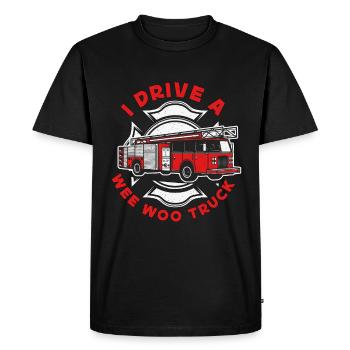 Chef pompier Je conduis un pompier de camion Wee Woo - T-shirt Premium bio Homme - noir - Devant - Nico (187cm)