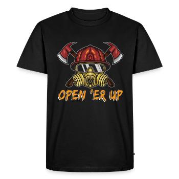Pompier en chef Open 'er Up Fireman Firefighter - T-shirt Premium bio Homme - noir - Devant - Nico (187cm)