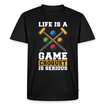 La vie de croquet est un jeu Le croquet est un maillet sérieux - T-shirt Premium bio Homme - noir - Devant - Nico (187cm)