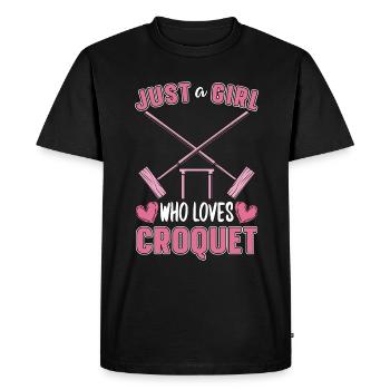 Croquet juste une fille qui aime le jeu de plein air de croquet - T-shirt Premium bio Homme - noir - Devant - Nico (187cm)