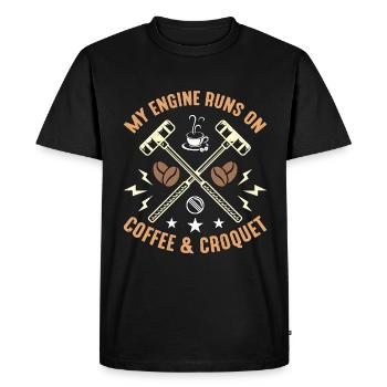 Croquet Mon moteur fonctionne sur le café et le jeu de croquet - T-shirt Premium bio Homme - noir - Devant - Nico (187cm)
