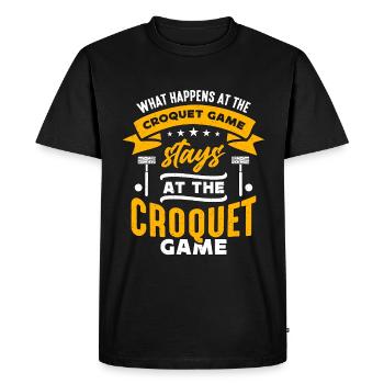 Croquet What Happens At The Croquet Game Mallet - Men's Premium Organic T-Shirt - black - Front - Nico (187cm)