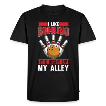 Bowling Alley J’aime le bowling c’est vrai neuf quilles - T-shirt Premium bio Homme - noir - Devant - Nico (187cm)