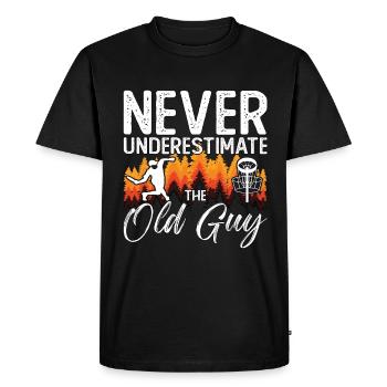Flying Disc ne sous-estime jamais le vieux golfeur - T-shirt Premium bio Homme - noir - Devant - Nico (187cm)