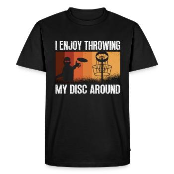 Flying Disc I Enjoy Throwing My Disc Around Golfer - Men's Premium Organic T-Shirt - black - Front - Nico (187cm)
