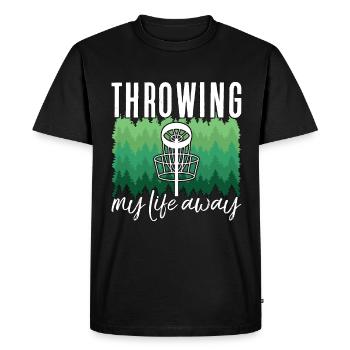 Flying Disc Throwing My Life Away Disc Golf Basket - Men's Premium Organic T-Shirt - black - Front - Nico (187cm)