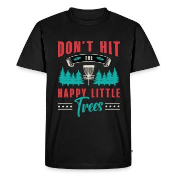Flying Disc Don't Hit The Happy Little Disc Golf - Men's Premium Organic T-Shirt - black - Front - Nico (187cm)