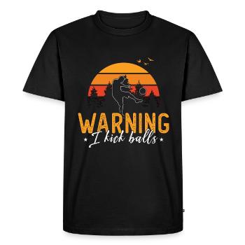 Avertissement de kickball I Kick Balls Sports de compétition - T-shirt Premium bio Homme - noir - Devant - Nico (187cm)