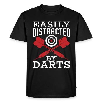 Target Sports Easily Distracted By Darts Bullseye - Men's Premium Organic T-Shirt - black - Front - Nico (187cm)