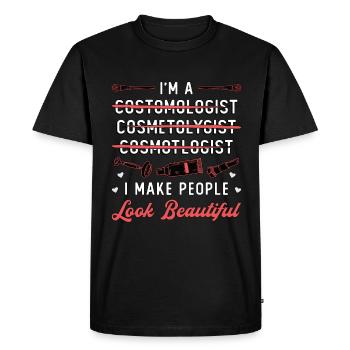 Cosmétologie Je suis cosmotologue Services de beauté - T-shirt Premium bio Homme - noir - Devant - Nico (187cm)