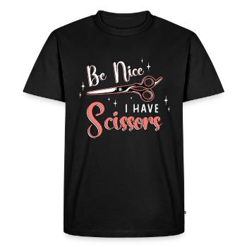 Cosmétologie Soyez gentil j’ai des ciseaux Coiffure - T-shirt Premium bio Homme - noir - Devant - Nico (187cm)