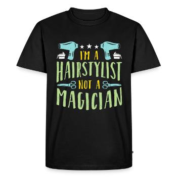 I'm A Hairstylist Not A Magician Salon Haircutter - Men's Premium Organic T-Shirt - black - Front - Nico (187cm)