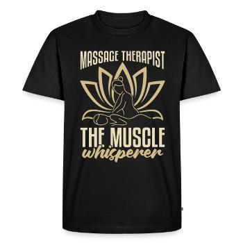 Massothérapeute The Muscle Whisperer Réflexologie - T-shirt Premium bio Homme - noir - Devant - Nico (187cm)