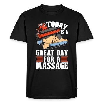 Massothérapeute aujourd’hui est un grand jour Réflexologie - T-shirt Premium bio Homme - noir - Devant - Nico (187cm)