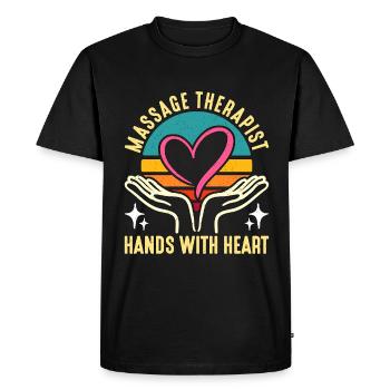 Massothérapeute mains avec des chiropraticiens cardiaques - T-shirt Premium bio Homme - noir - Devant - Nico (187cm)