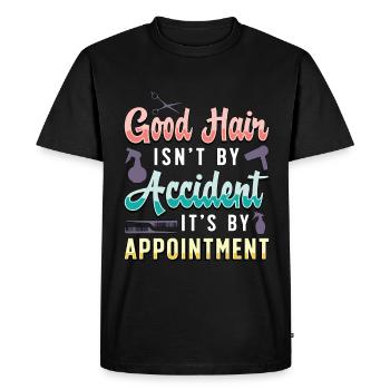 Coiffeur Les bons cheveux ne sont pas par hasard la coiffure - T-shirt Premium bio Homme - noir - Devant - Nico (187cm)