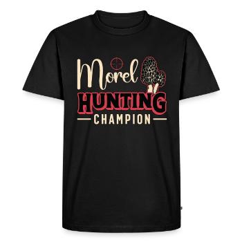 Chasse aux champignons Morel Champion de chasse Mycologue - T-shirt Premium bio Homme - noir - Devant - Nico (187cm)