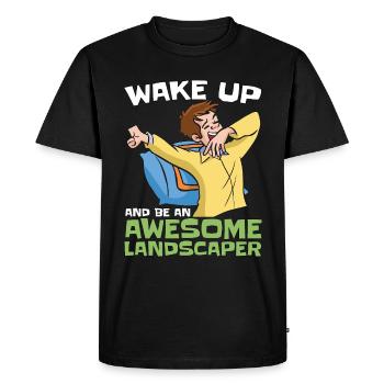 Paysagiste Réveillez-vous et soyez une tondeuse à gazon géniale - T-shirt Premium bio Homme - noir - Devant - Nico (187cm)