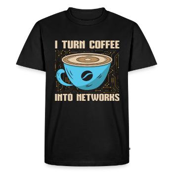 Network Engineer I Turn Coffee Into Programmer - Men's Premium Organic T-Shirt - black - Front - Nico (187cm)