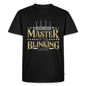 Ingénieur réseau Maître Du Réseautage Clignotant - T-shirt Premium bio Homme - noir - Devant - Nico (187cm)