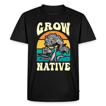 Asclépiade Grow Native Retro Monarchs Entomologistes - T-shirt Premium bio Homme - noir - Devant - Nico (187cm)