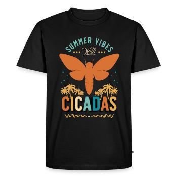 Cicadas Summer Vibes With Cicadas Entomologist - Men's Premium Organic T-Shirt - black - Front - Nico (187cm)