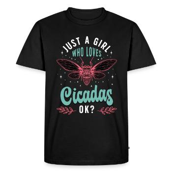 Cicadas Just A Girl Who Loves Cicadas Entomology - Men's Premium Organic T-Shirt - black - Front - Nico (187cm)