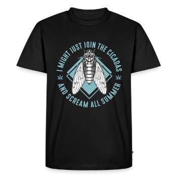 Cigales Je pourrais bien rejoindre l’entomologiste des cigales - T-shirt Premium bio Homme - noir - Devant - Nico (187cm)