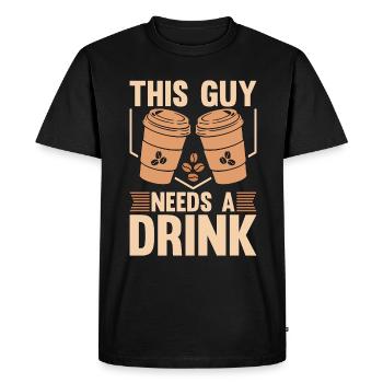 Espresso Ce gars a besoin d’une boisson Coffee Lover Latte - T-shirt Premium bio Homme - noir - Devant - Nico (187cm)