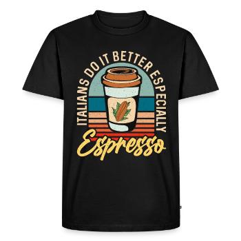 Les Italiens de l’espresso le font mieux Cappuccino Latte - T-shirt Premium bio Homme - noir - Devant - Nico (187cm)