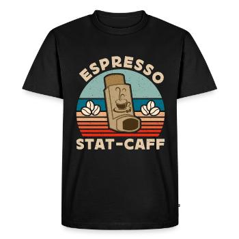 Espresso Stat-Caff Coffee Drinker Barista Caffeine - Men's Premium Organic T-Shirt - black - Front - Nico (187cm)