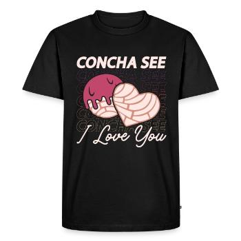 Concha See I Love You Conchas mexicaines de pain sucré - T-shirt Premium bio Homme - noir - Devant - Nico (187cm)
